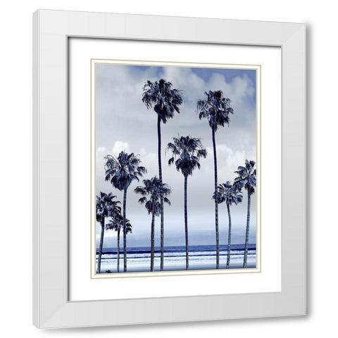 Beach Palms Indigo II White Modern Wood Framed Art Print with Double Matting by Davis, Devon