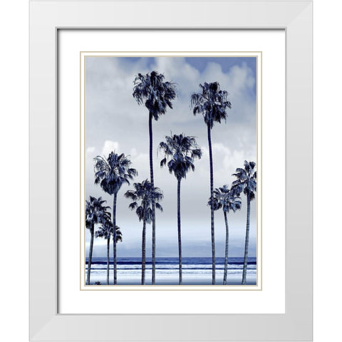 Beach Palms Indigo II White Modern Wood Framed Art Print with Double Matting by Davis, Devon
