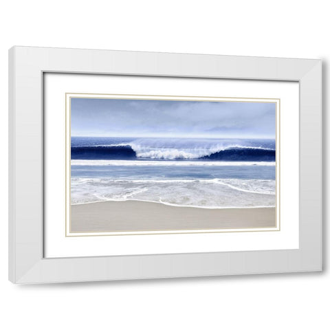 Blue Wave I White Modern Wood Framed Art Print with Double Matting by Davis, Devon