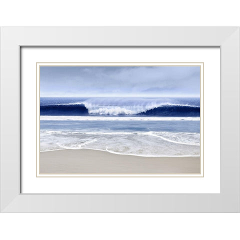 Blue Wave I White Modern Wood Framed Art Print with Double Matting by Davis, Devon