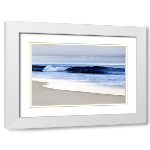 Blue Wave II White Modern Wood Framed Art Print with Double Matting by Davis, Devon
