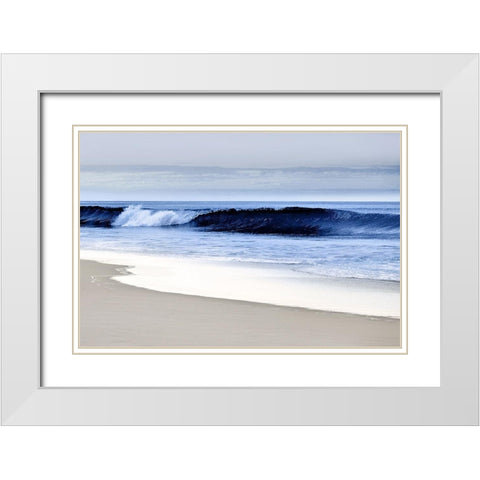 Blue Wave II White Modern Wood Framed Art Print with Double Matting by Davis, Devon