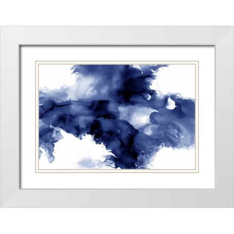 Derive in Indigo I White Modern Wood Framed Art Print with Double Matting by Hudson, Daniela