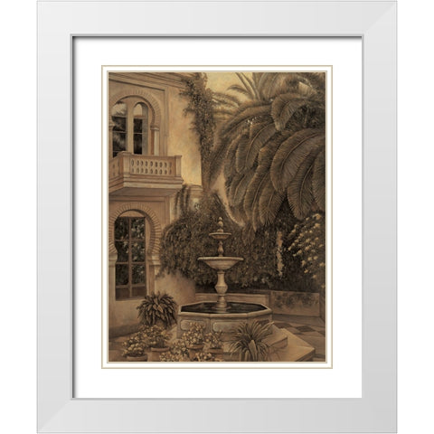 The Loggia and Fountain White Modern Wood Framed Art Print with Double Matting by Parks, David