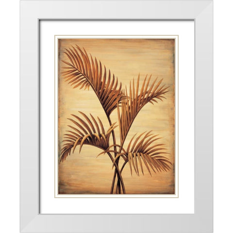 Treasured Palm I White Modern Wood Framed Art Print with Double Matting by Parks, David