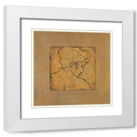 Etude de visage II White Modern Wood Framed Art Print with Double Matting by Bennion, Dan