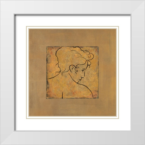 Etude de visage II White Modern Wood Framed Art Print with Double Matting by Bennion, Dan