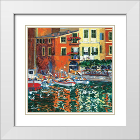 Porticciolo ligure White Modern Wood Framed Art Print with Double Matting by Corallo, Daniela