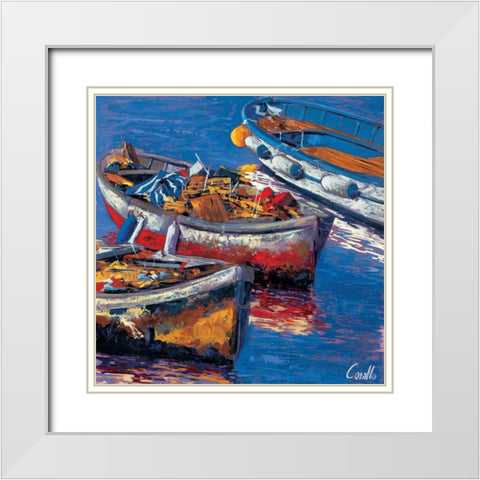 Barche allormeggio White Modern Wood Framed Art Print with Double Matting by Corallo, Daniela