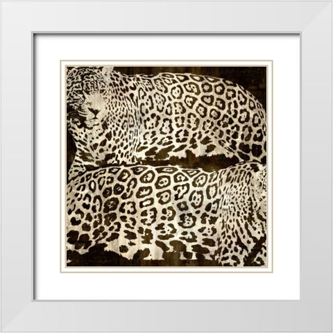 Leopards White Modern Wood Framed Art Print with Double Matting by Davison, Darren