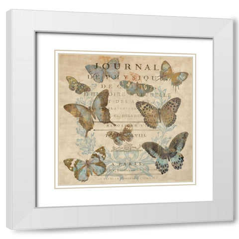 Papillon I White Modern Wood Framed Art Print with Double Matting by Devellier, Deborah