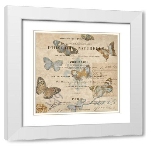 Papillon II White Modern Wood Framed Art Print with Double Matting by Devellier, Deborah