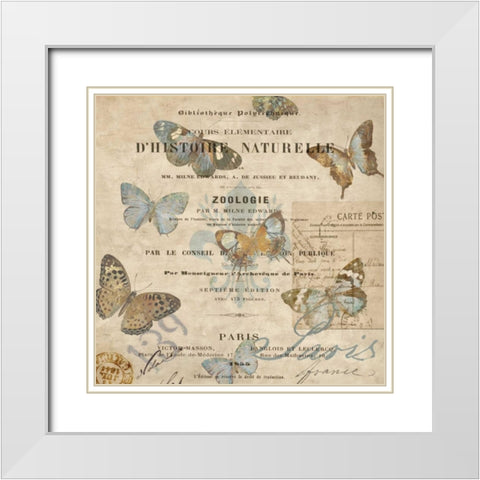 Papillon II White Modern Wood Framed Art Print with Double Matting by Devellier, Deborah