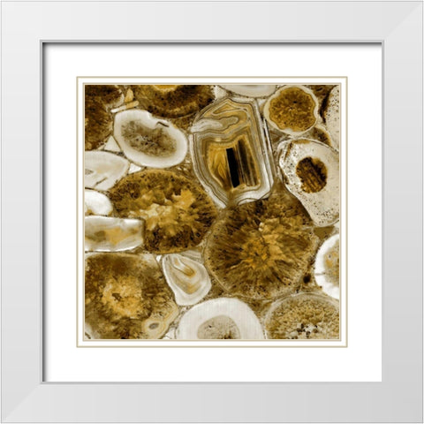 Agate in Gold I White Modern Wood Framed Art Print with Double Matting by Carson, Danielle