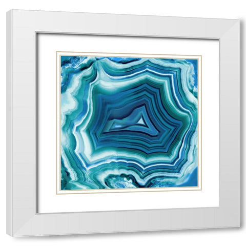 Agate in Aqua White Modern Wood Framed Art Print with Double Matting by Carson, Danielle