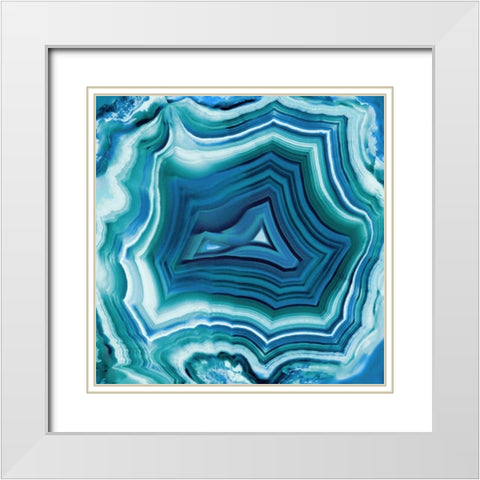 Agate in Aqua White Modern Wood Framed Art Print with Double Matting by Carson, Danielle