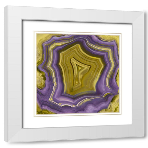 Agate in Purple and Gold I White Modern Wood Framed Art Print with Double Matting by Carson, Danielle