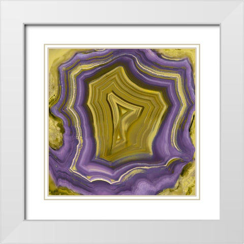 Agate in Purple and Gold I White Modern Wood Framed Art Print with Double Matting by Carson, Danielle
