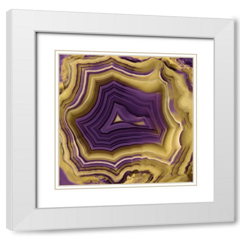Agate in Purple and Gold II White Modern Wood Framed Art Print with Double Matting by Carson, Danielle
