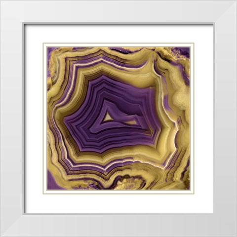 Agate in Purple and Gold II White Modern Wood Framed Art Print with Double Matting by Carson, Danielle