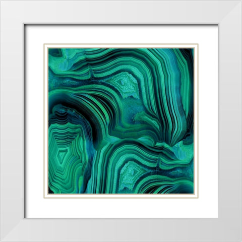 Malachite in Green and Blue White Modern Wood Framed Art Print with Double Matting by Carson, Danielle