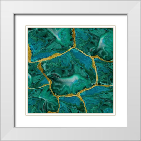 Malachite Accent White Modern Wood Framed Art Print with Double Matting by Carson, Danielle
