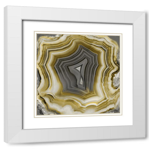 Agate in Gold And Grey II White Modern Wood Framed Art Print with Double Matting by Carson, Danielle