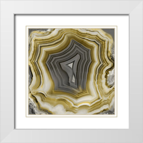 Agate in Gold And Grey II White Modern Wood Framed Art Print with Double Matting by Carson, Danielle
