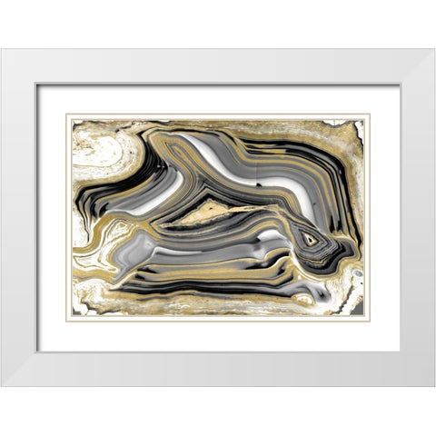 Elegant Agate I White Modern Wood Framed Art Print with Double Matting by Carson, Danielle