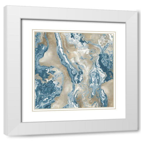 Onyx Teal White Modern Wood Framed Art Print with Double Matting by Carson, Danielle