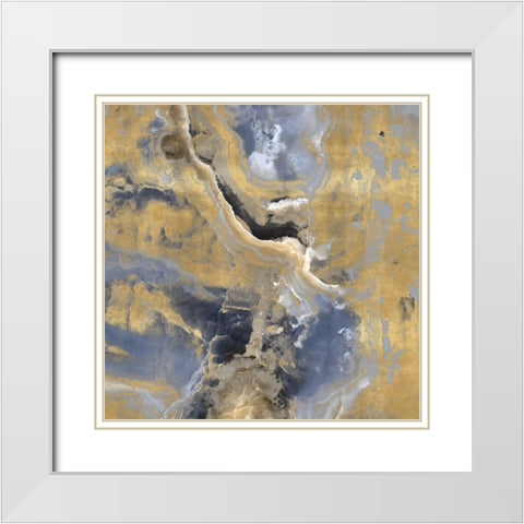 Stone with Gold and Gray I White Modern Wood Framed Art Print with Double Matting by Carson, Danielle