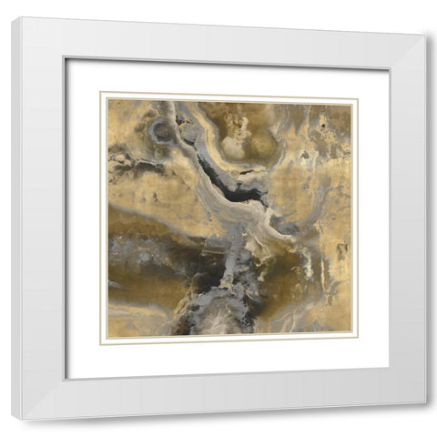 Stone With Gold and Gray II White Modern Wood Framed Art Print with Double Matting by Carson, Danielle