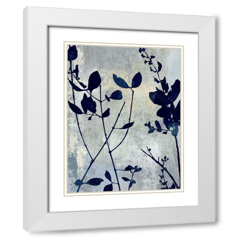 Nature Blue Silhouette I White Modern Wood Framed Art Print with Double Matting by Carson, Danielle