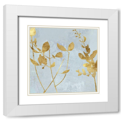 Nature Gold on Blue White Modern Wood Framed Art Print with Double Matting by Carson, Danielle