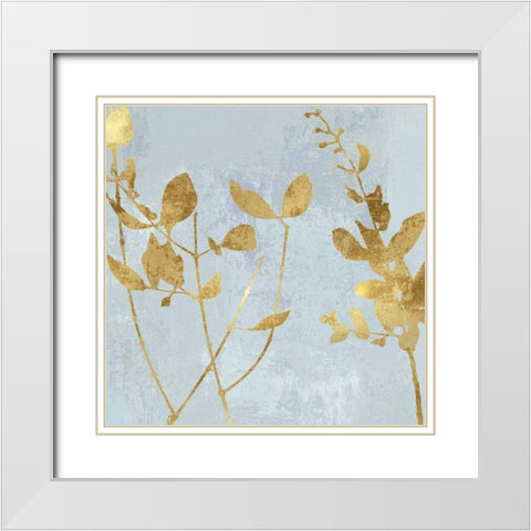 Nature Gold on Blue White Modern Wood Framed Art Print with Double Matting by Carson, Danielle