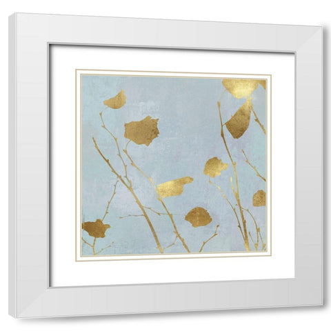 Nature Gold on Blue I White Modern Wood Framed Art Print with Double Matting by Carson, Danielle