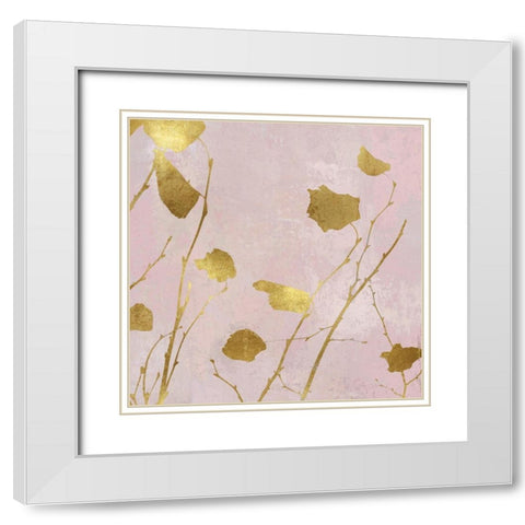 Nature Gold on Pink Blush I White Modern Wood Framed Art Print with Double Matting by Carson, Danielle