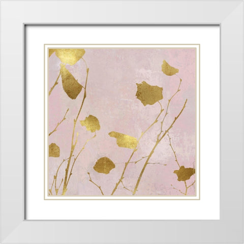 Nature Gold on Pink Blush I White Modern Wood Framed Art Print with Double Matting by Carson, Danielle