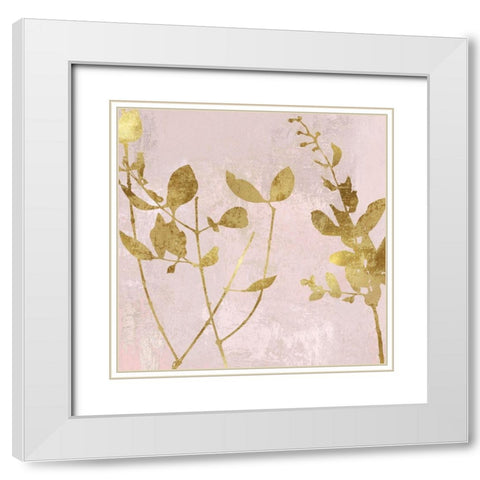 Nature Gold on Pink Blush II White Modern Wood Framed Art Print with Double Matting by Carson, Danielle