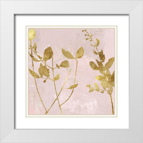 Nature Gold on Pink Blush II White Modern Wood Framed Art Print with Double Matting by Carson, Danielle