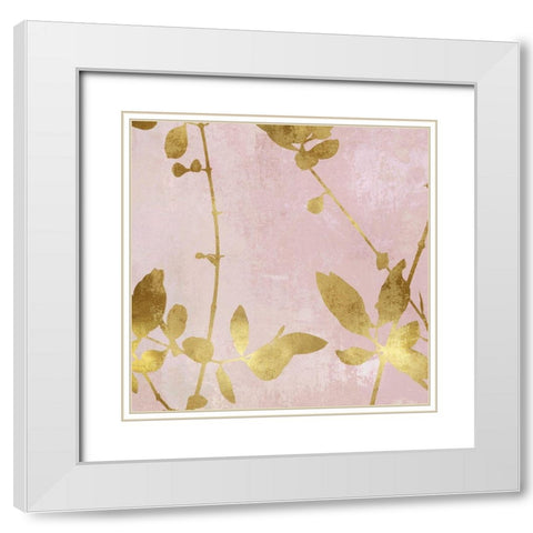 Nature Gold on Pink Blush III White Modern Wood Framed Art Print with Double Matting by Carson, Danielle