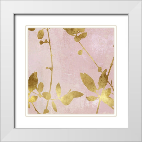 Nature Gold on Pink Blush III White Modern Wood Framed Art Print with Double Matting by Carson, Danielle