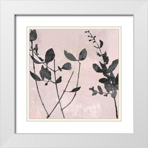 Nature Silhouette on Blush II White Modern Wood Framed Art Print with Double Matting by Carson, Danielle