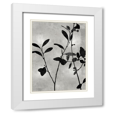 Nature Silhouette Silver III White Modern Wood Framed Art Print with Double Matting by Carson, Danielle