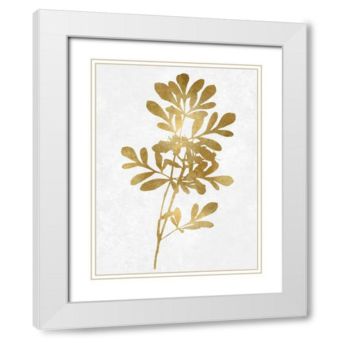 Nature Gold on White II White Modern Wood Framed Art Print with Double Matting by Carson, Danielle