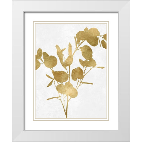 Nature Gold on White III White Modern Wood Framed Art Print with Double Matting by Carson, Danielle