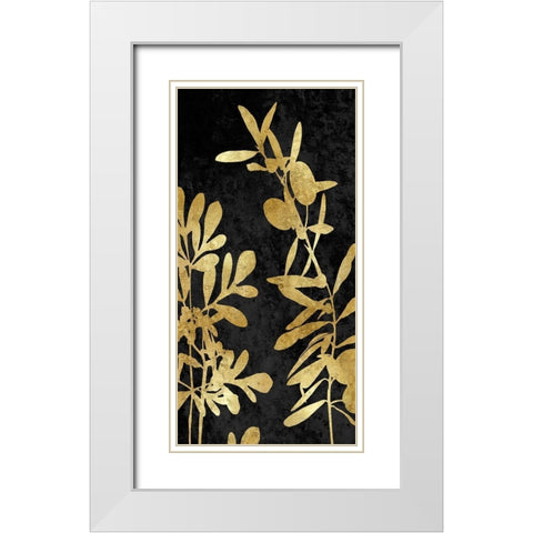 Nature Panel Gold on Black III White Modern Wood Framed Art Print with Double Matting by Carson, Danielle