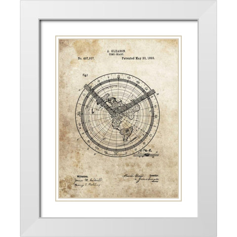 Time Chart - 1893 White Modern Wood Framed Art Print with Double Matting by Sproul, Dan