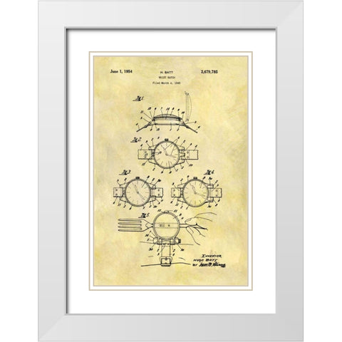 Wrist Watch - 1949 White Modern Wood Framed Art Print with Double Matting by Sproul, Dan