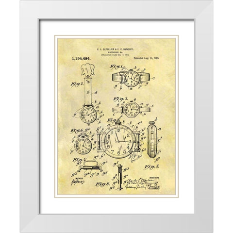 Watch Case - 1916 White Modern Wood Framed Art Print with Double Matting by Sproul, Dan